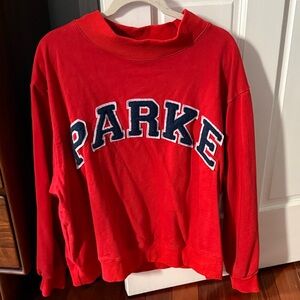 Parker Red Crewneck Sweatshirt with Navy Lettering